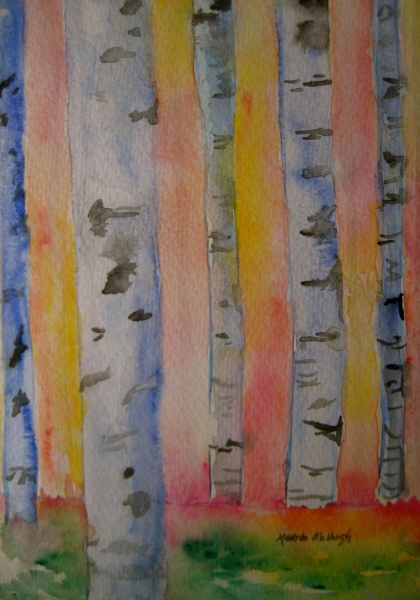 Birch Trees-original watercolor