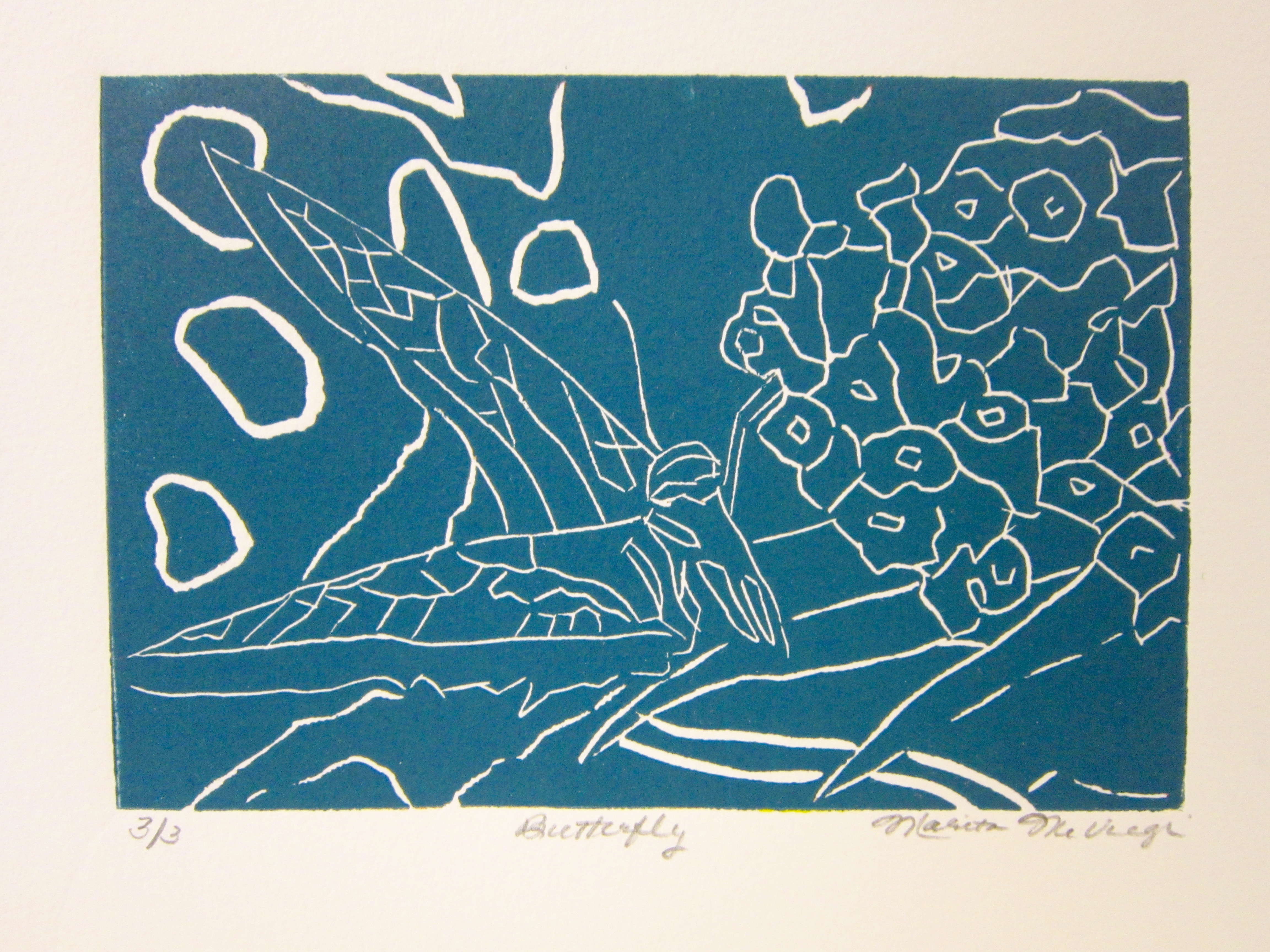 Butterfly Linocut (teal)