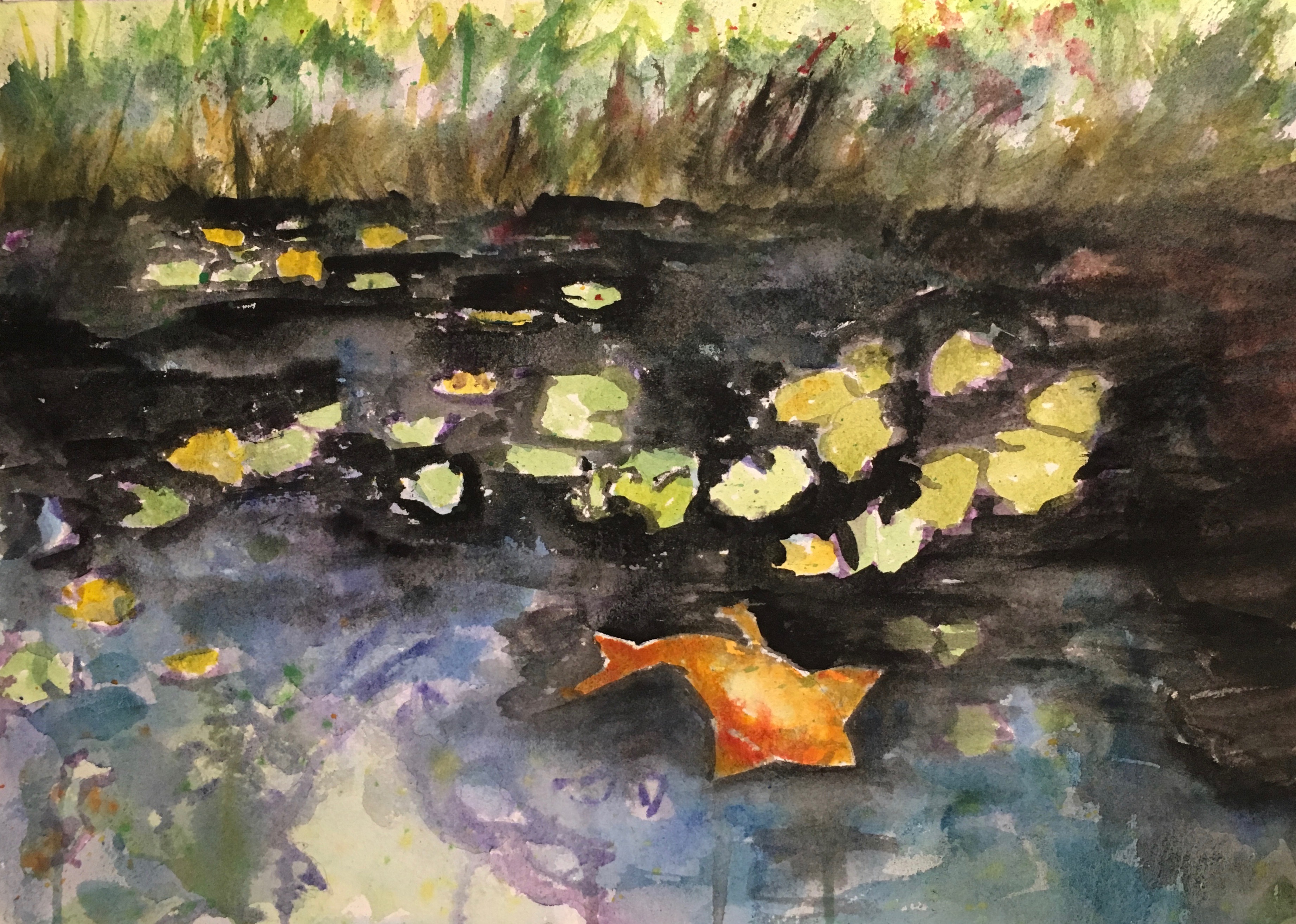 Fish Pond watercolor