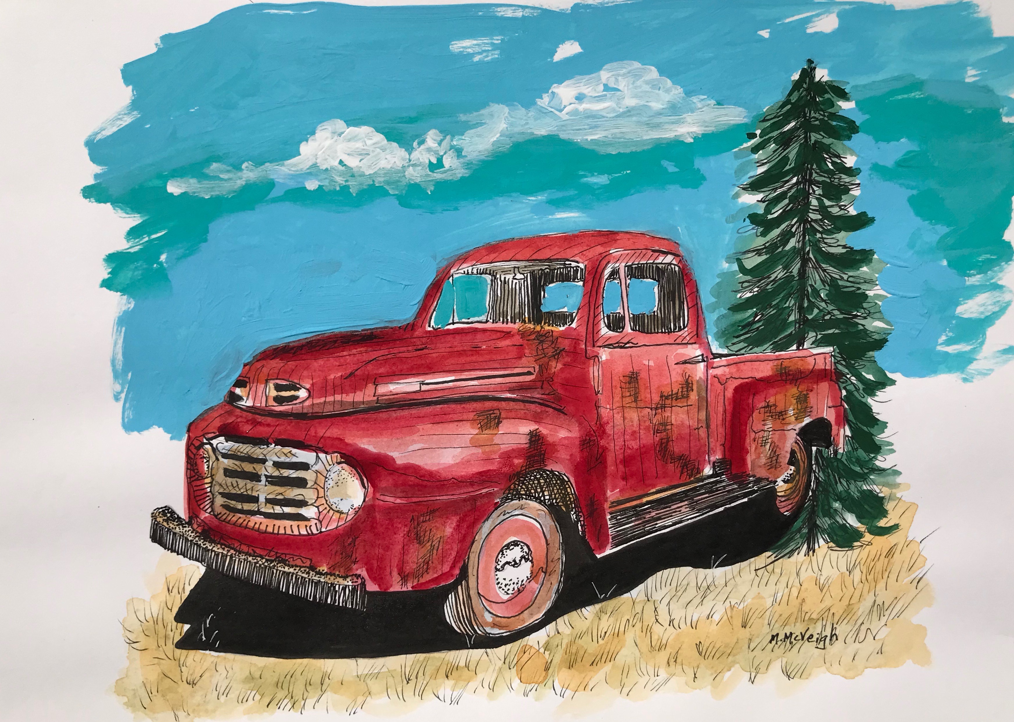 Old Red Pickup Truck