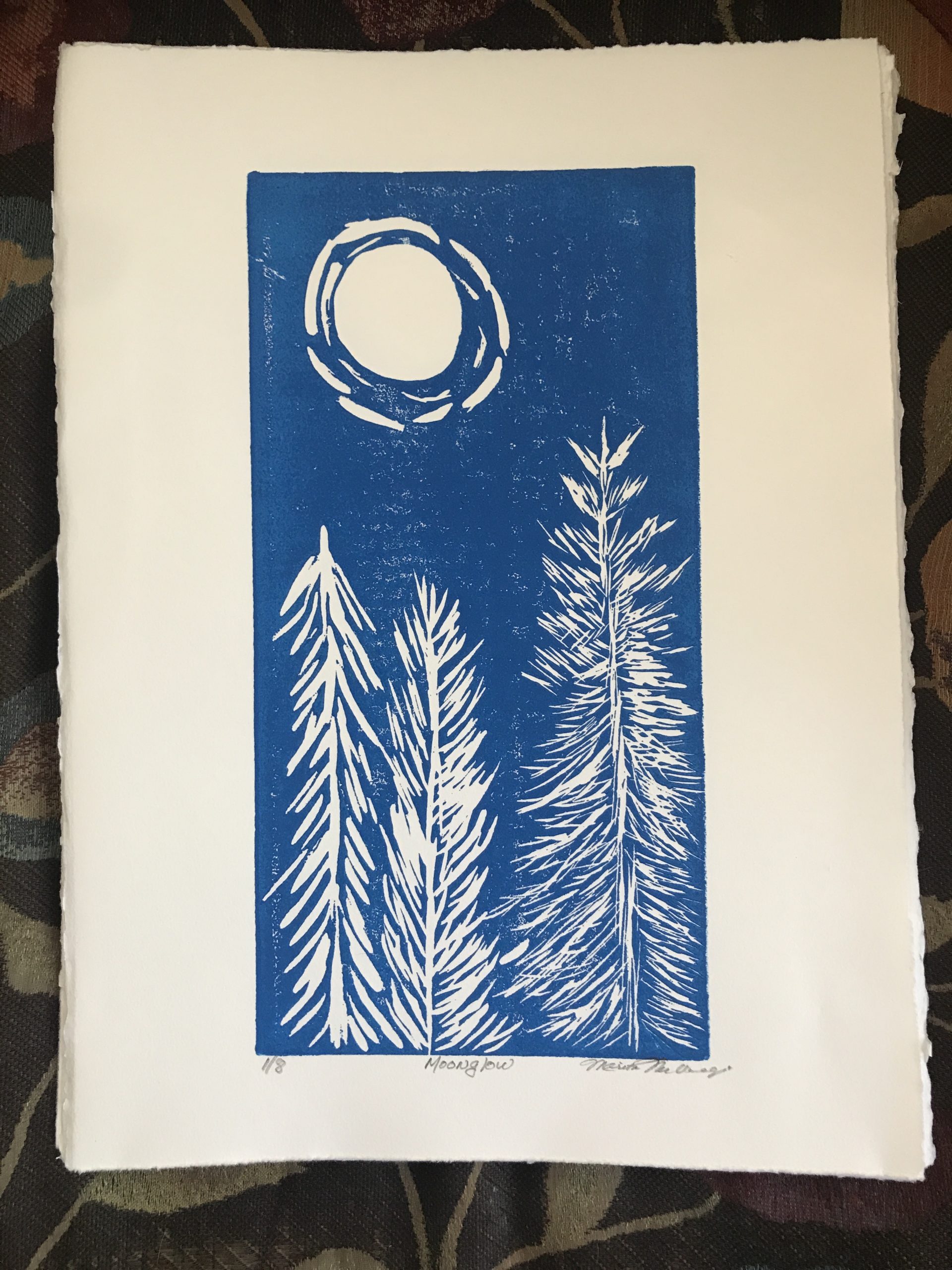 Moonglow Original linocut