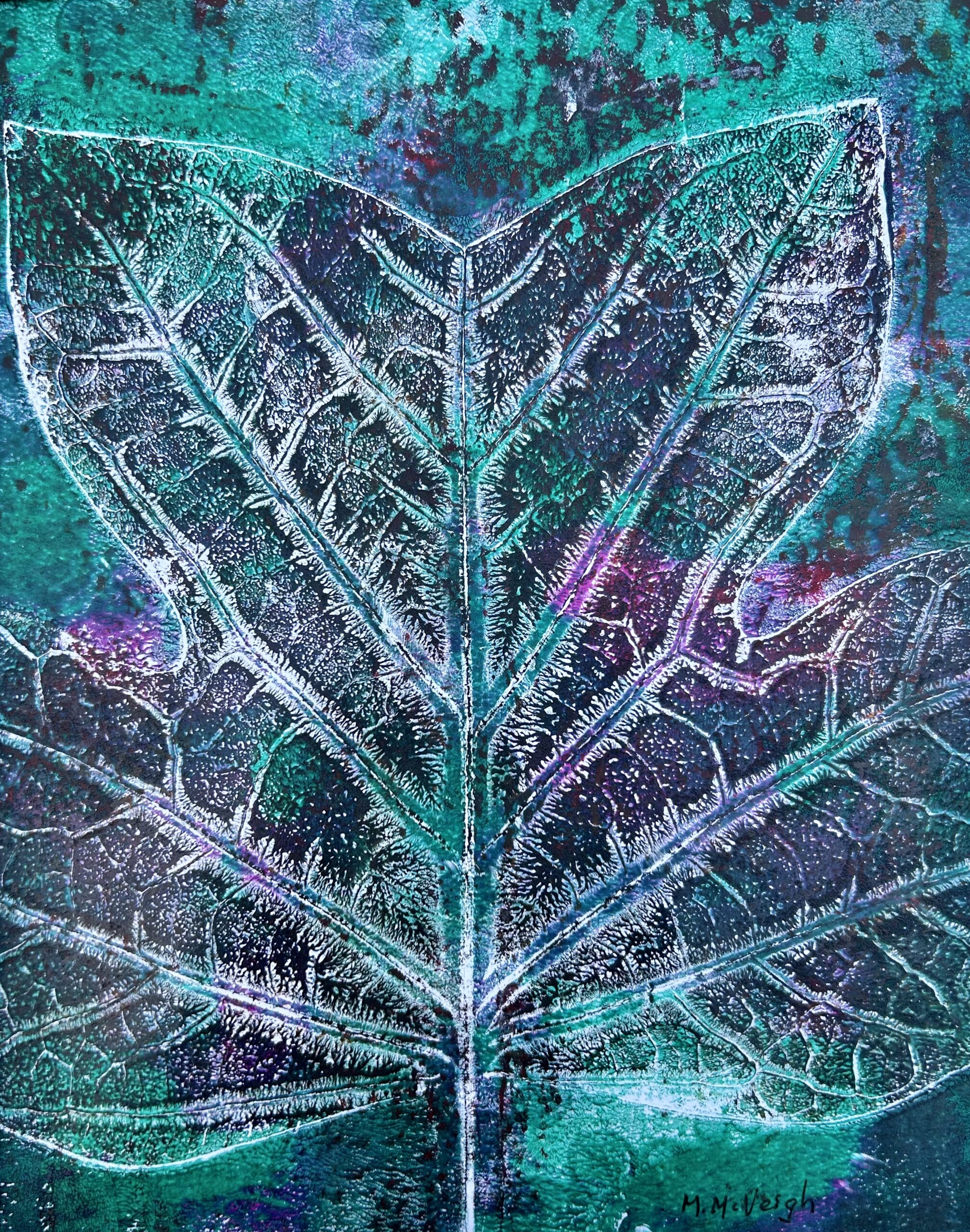 Green and Black Leaf Botanical Hand Pulled Print