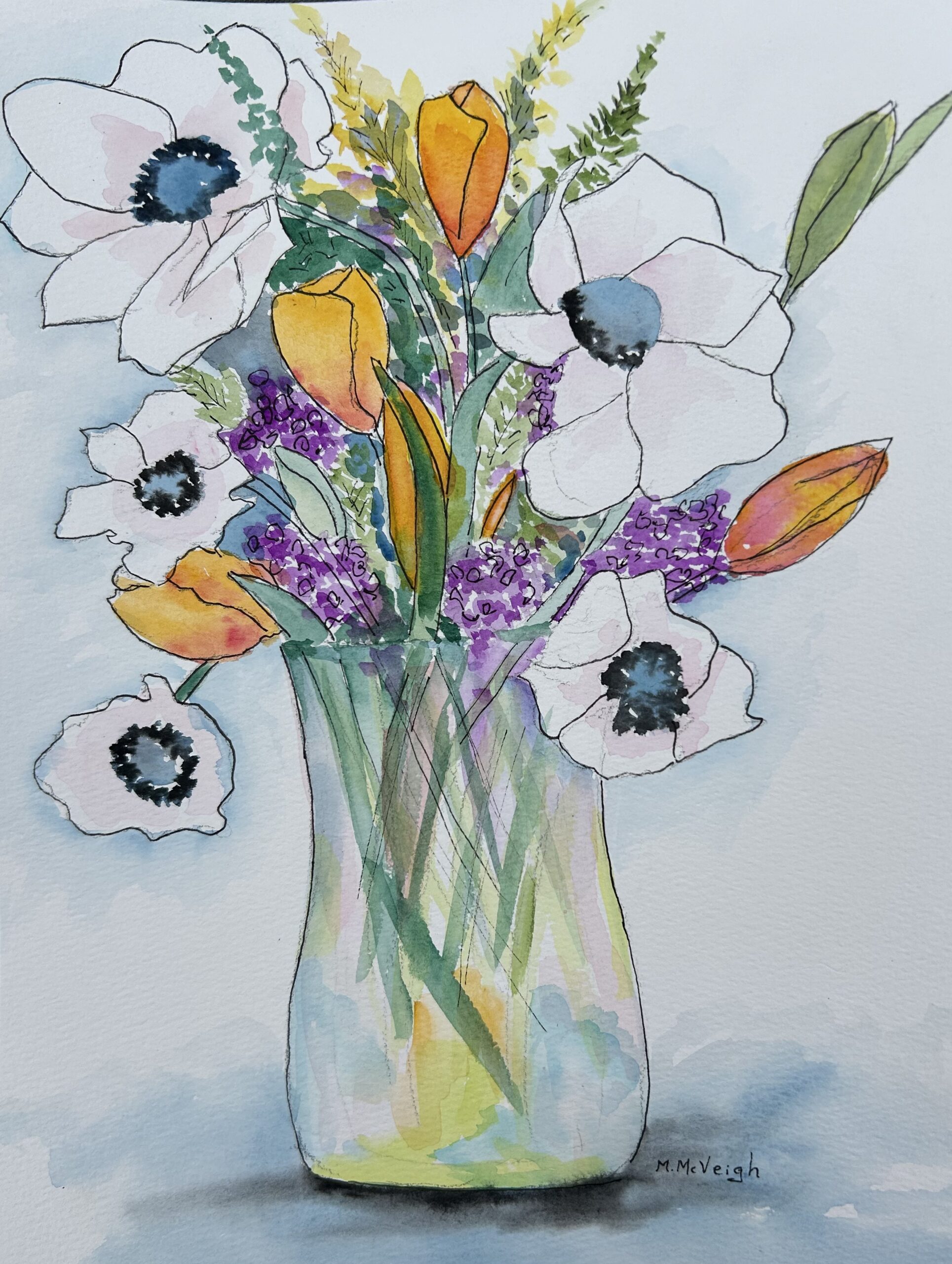 Anemones And Tulips